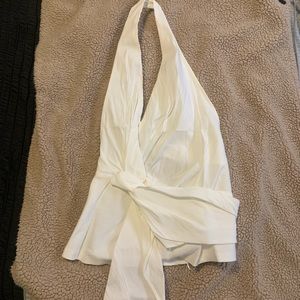Zara white halter linen like top